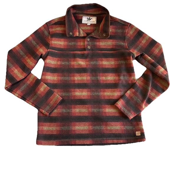JOHN WAYNE SUPPLY MENS RED BLACK PLAID SNAP PULLOVER FLEECE S - Picture 1 of 6